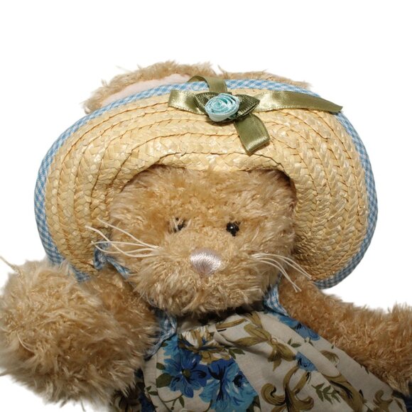 Ganz Petunia Plush Bunny Rabbit Easter Spring Dress Straw Hat Deadstock NEW - Picture 2 of 10